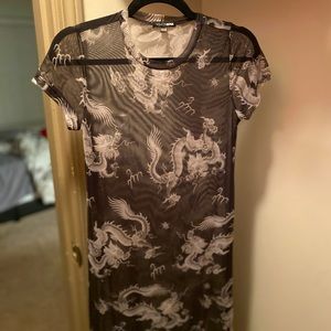 Black and white coverup dress